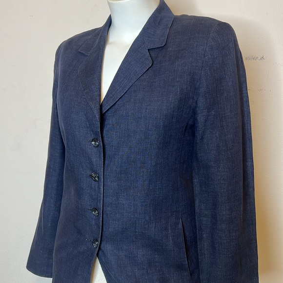 Linda Allard Ellen Tracy Jackets & Blazers - LINDA ALLARD | ELLEN TRACY • Blue Linen Lined Blazer - 10